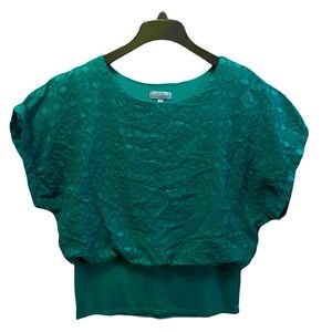 Joseph A. Diamond Patterned Green Blouse